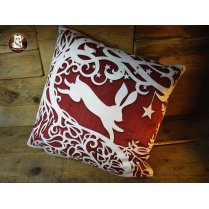 Luxury Faux-Suede Cushion - Starry Night Hare - Red