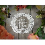Papercut DIY Design Template - 'Floral Wreath - Love Grows Here' 