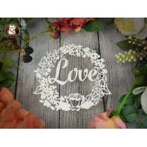Papercut DIY Design Template - 'Floral Wreath - Love' 