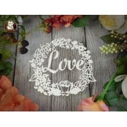 Papercut DIY Design Template - 'Floral Wreath - Love' 