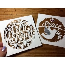 Papercut DIY Design Template - 'Let It Snow and Peace' - Framed Cuts, Cards & Baubles