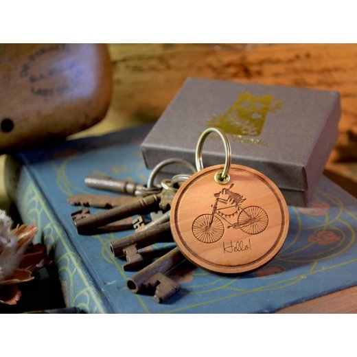 Paper Panda Wooden Etched Boxed Keyring - Various designs
